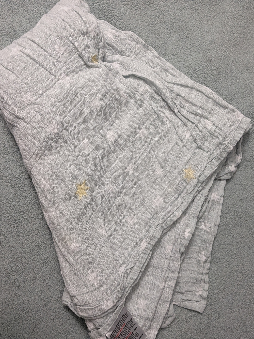 aden + anais Light Gray Star 100 % Cotton Swaddle Blanket Infant Sleep Baby EUC